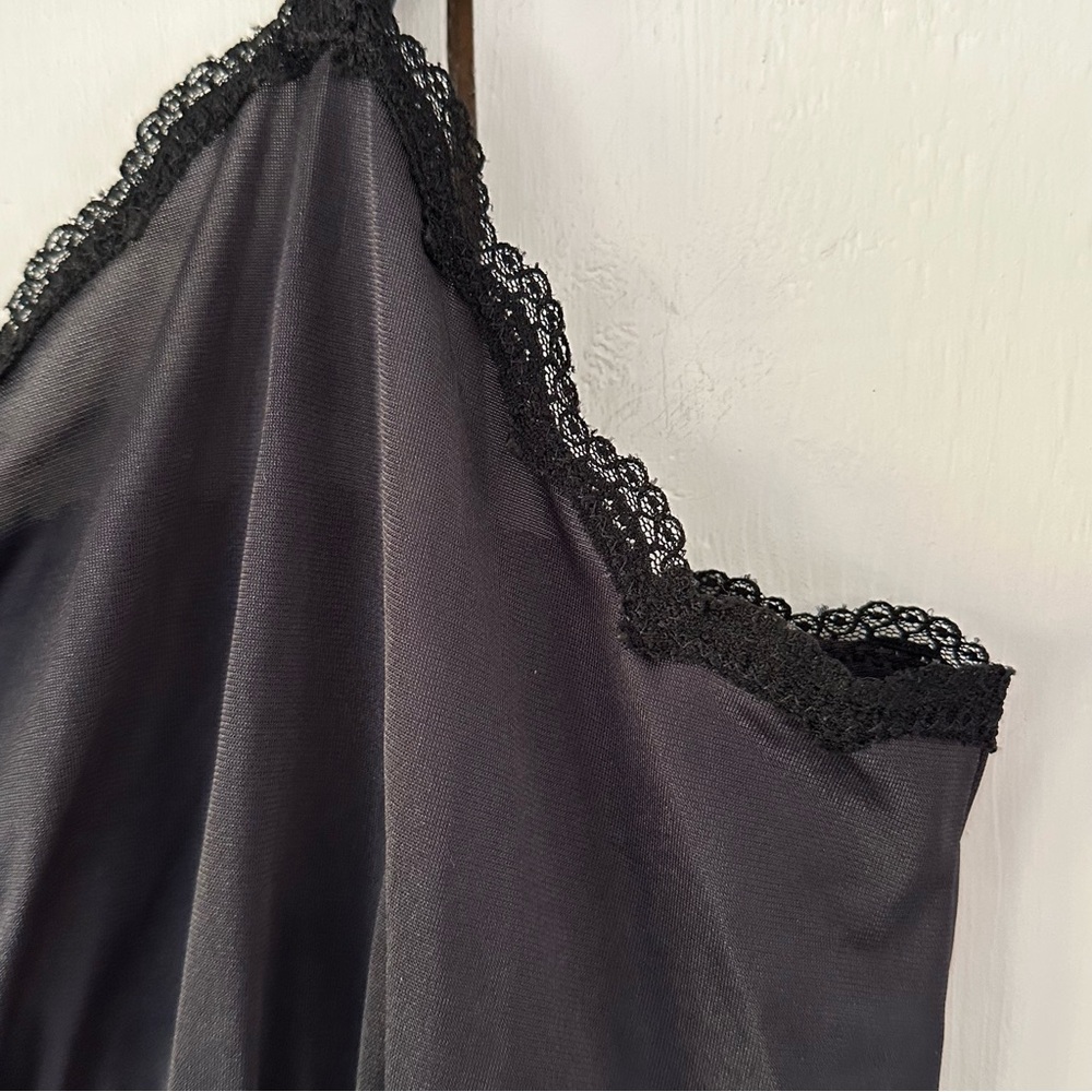 VTG Lace Trim Babydoll Slip Dress Sz S-M Black Goth Grunge Vamp Romantic - Picture 5 of 8